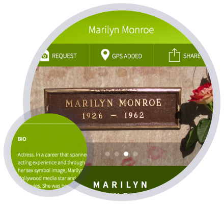 Marilyn Monroe memorial on the app